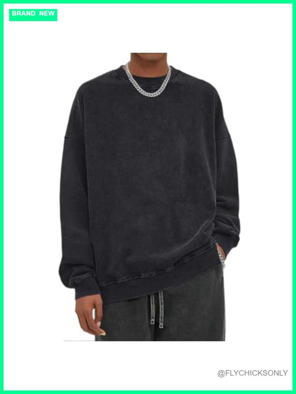 Oversized Vintage Acid Wash Crewneck Sweatshirt Cotton Blend Pullover